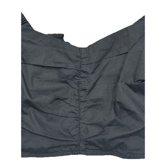 ABERCROMBIE & FITCH SMOCKED BACK PUFF SLEEVE CROP BLOUSE WOMENS SZ MEDIUM - Picture 2 of 4